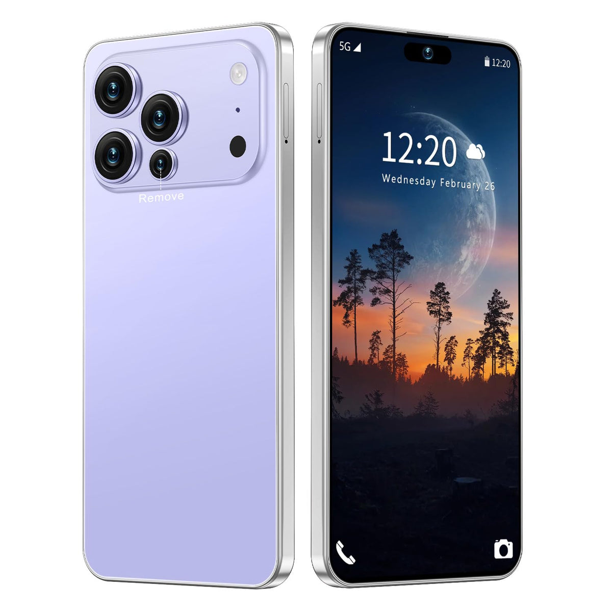 Huness 17 PM Smartphone Unlocked Cell Phone,6.99" HD Screen Unlocked Phone,16+512GB Android 15 Battery 7000mAh,Face ID/Dual SIM/5G/Fingerprint Button Unlock/Photos/GPS (Purple)