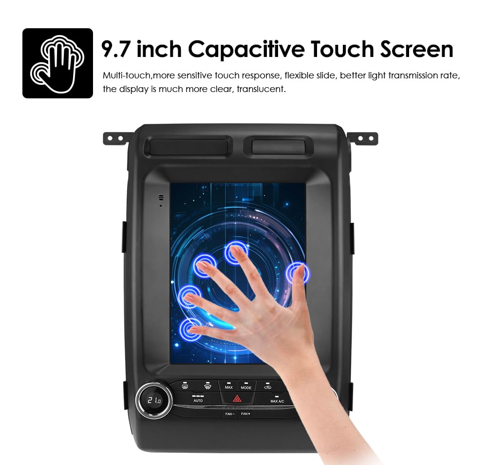 Android14 10.4 inch HD Touchscreen Car Radio Upgrade for F150 2009-2014 Wireless Carplay | Android Auto 2G+64G WiFi GPS Navigation Bluetooth 5.0 FM,SWC,Car Tablet