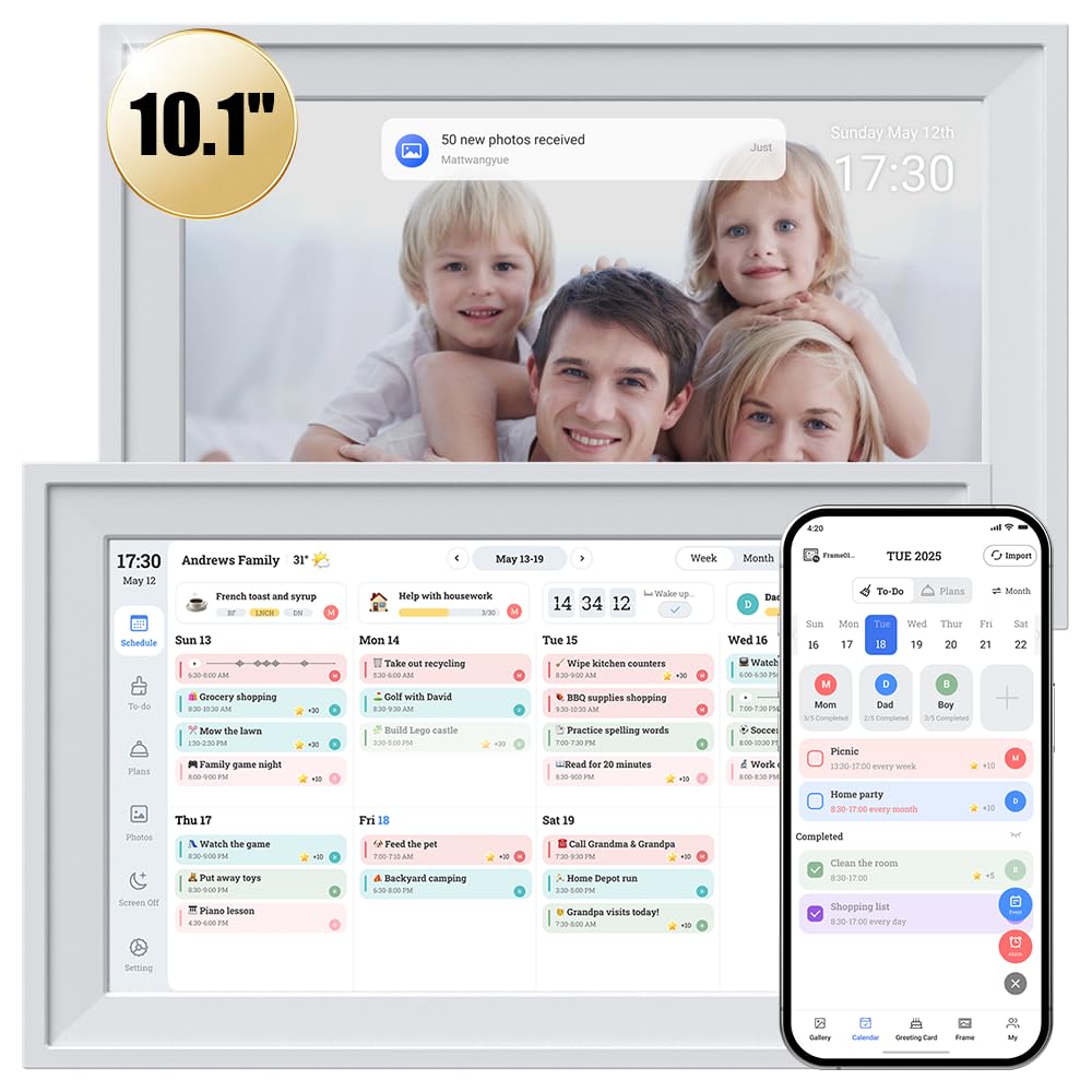 15.6" Large Digital Calendar with IPS Touch Screen - Smart Electronic Calendar & Planner, Sync & Custom Alerts, Ideal Home Office Management Tool