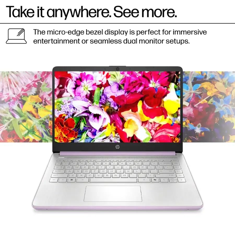 HP 14" Laptop Sleek Design for Studying and Collaboration, Intel Quad-Core N150(>N4120), 1 Year Office 365, 16GB RAM, 256GB Storage(128GB UFS + 128GB SD Card), Wi-Fi 6, Webcam, USB C, Win 11S