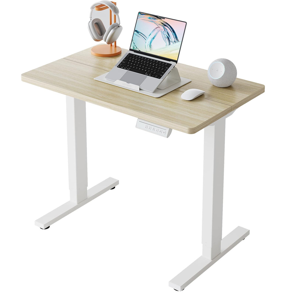 HUANUO 55x28 Inch Electric Standing Desk, Adjustable, Light Vintage Brown