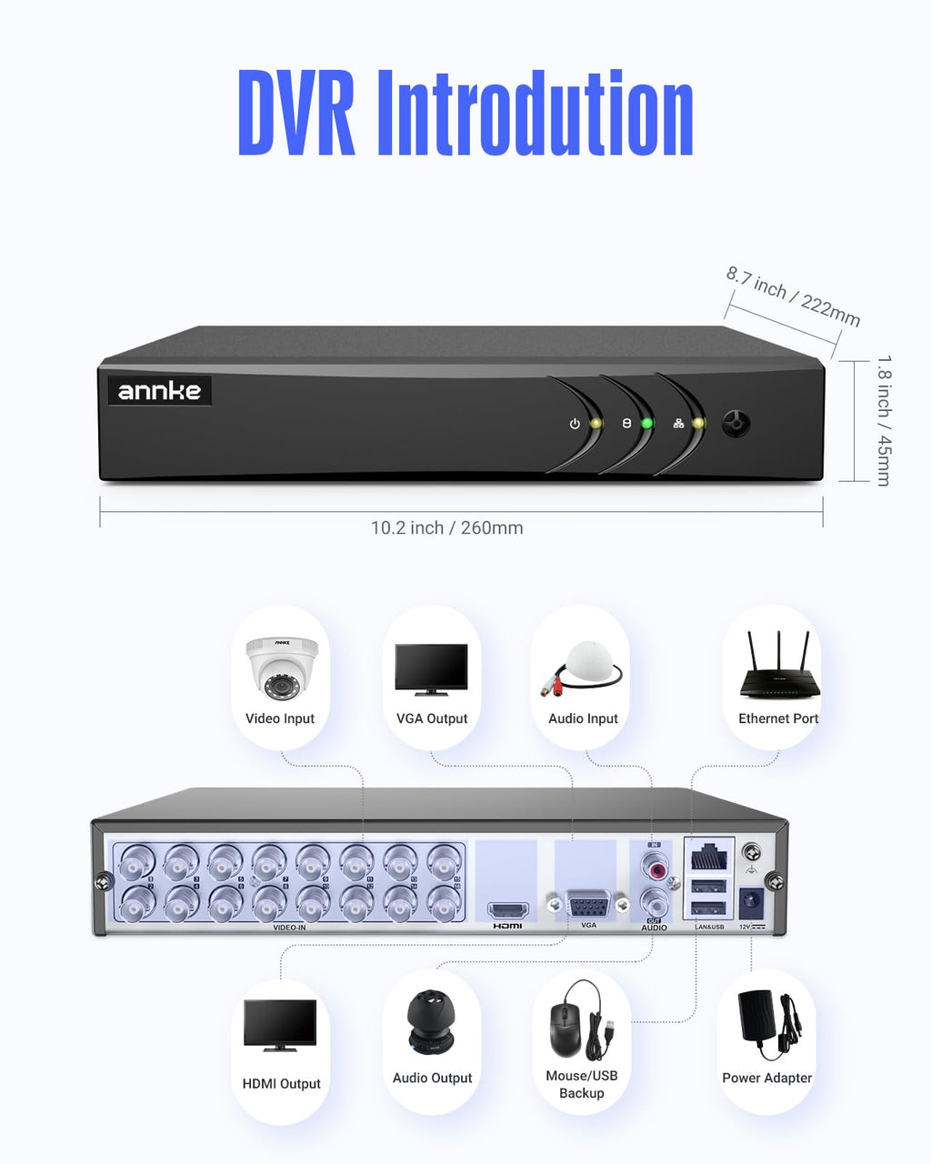 ANNKE 3K Lite 16CH Security Video Recorder, Human/Vehicle Detection,2TB HDD