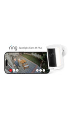 Ring Spotlight Cam 4K Plus, Battery, Retinal 4K, Easy DIY install, Motion-Activated Spotlights, Home or business security, White