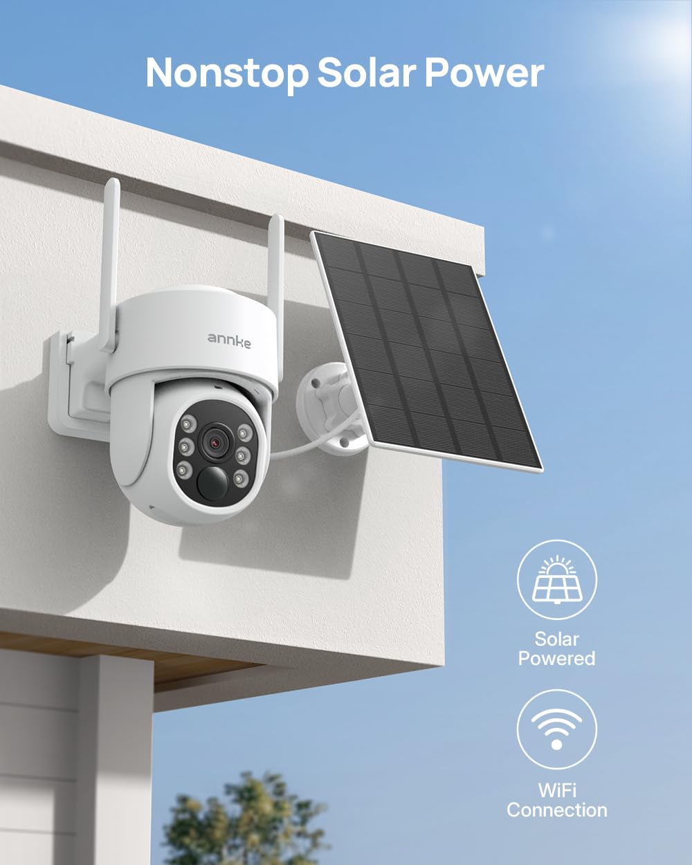 ANNKE Solar Camera System Wireless Outdoor PT, 4K NVR & 4X 4MP Cam, 1TB HDD
