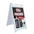 A-Frame Sidewalk Cell Phones & Accessories 24" x 36" Double Sided A-Frame Sidewalk Sign, Includes 2 Plastic Inserts | Foldable Portable White Signicade Sandwich Board Signs
