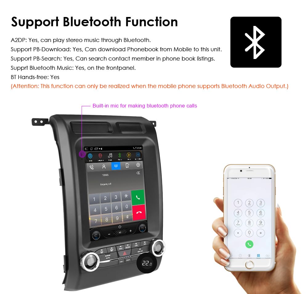 Android14 10.4 inch HD Touchscreen Car Radio Upgrade for F150 2009-2014 Wireless Carplay | Android Auto 2G+64G WiFi GPS Navigation Bluetooth 5.0 FM,SWC,Car Tablet