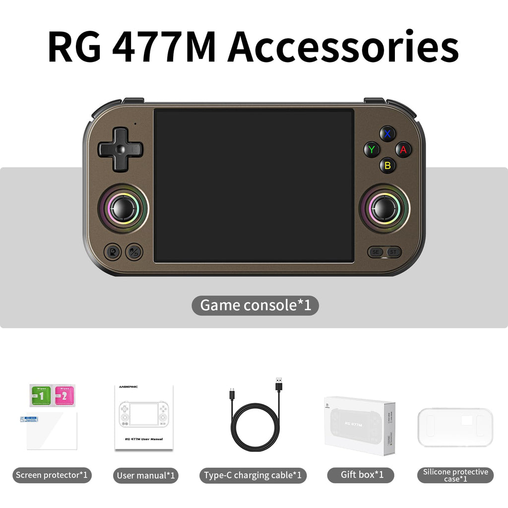 RG477M Retro Handheld Game Console , Aluminum Alloy CNC Dimensity 8300 Android14 System 4.7-inch Touch Handheld Game Console WiFi/Bluetooth Hall Joystick RGB Light 5300mah