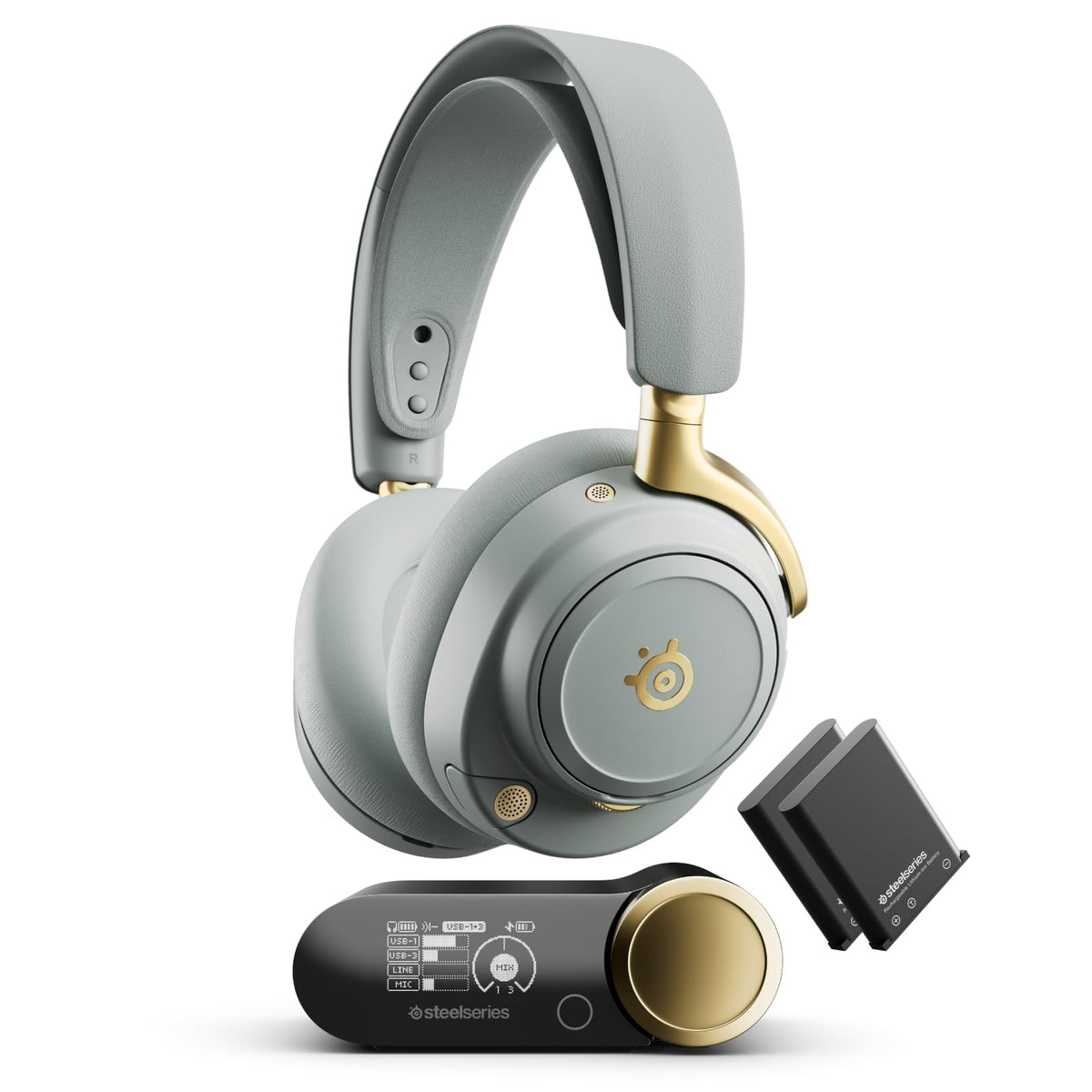 SteelSeries Arctis Nova Elite - Hi-Res Wireless Gaming Headset - Sage/Gold