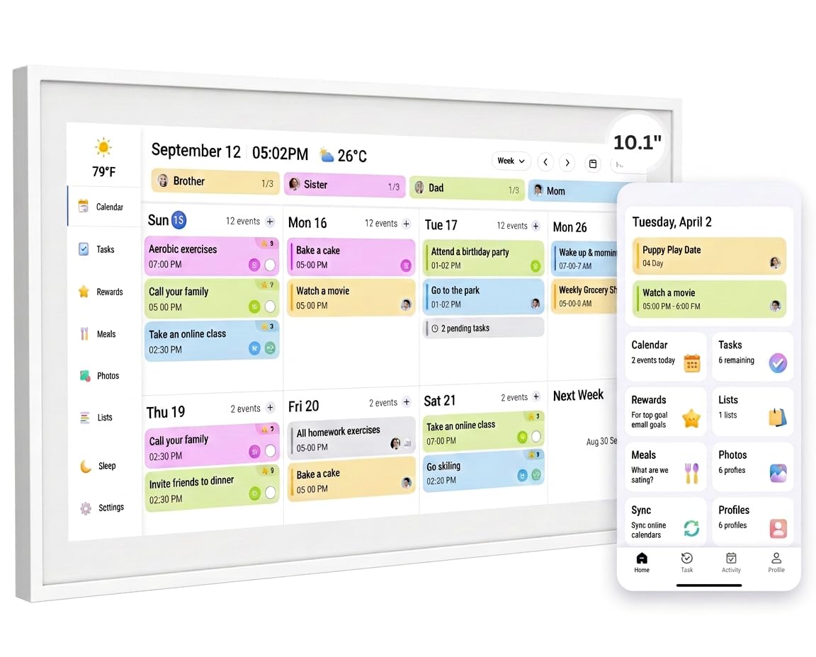 21.5 Inch Smart Digital Calendar, Wall Electronic Calendar, 1920 * 1080 IPS Full HD Touch Screen Display for Family Meal Planner Support - Seamless Scheduling, Gifts for Women, Mom