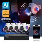 Defender AI Powered Sentinel 4K Wired Security Camera System, 360° PTZ Security Camera System with AI Tracking, Smart Human Detection, Blue-Red Light Deterrence, and Color Night Vision | 4 Cameras 1TB