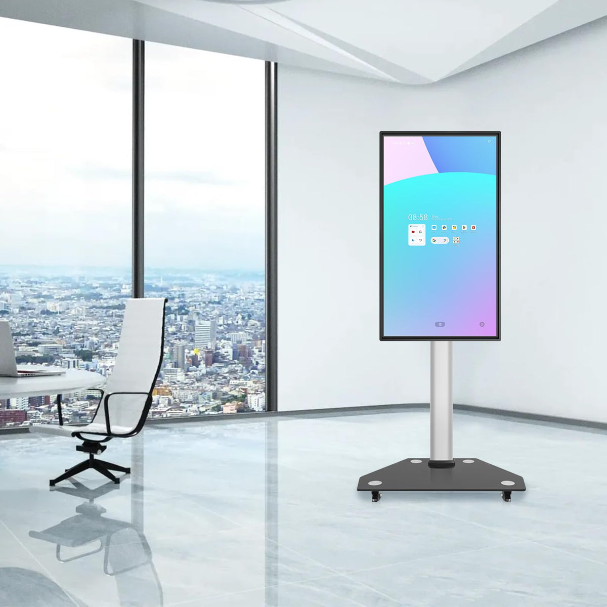 Smart Board JAV Mobile Stand, Four Lockable Wheels, Height Adjustable Portable Stand for Office Classroom