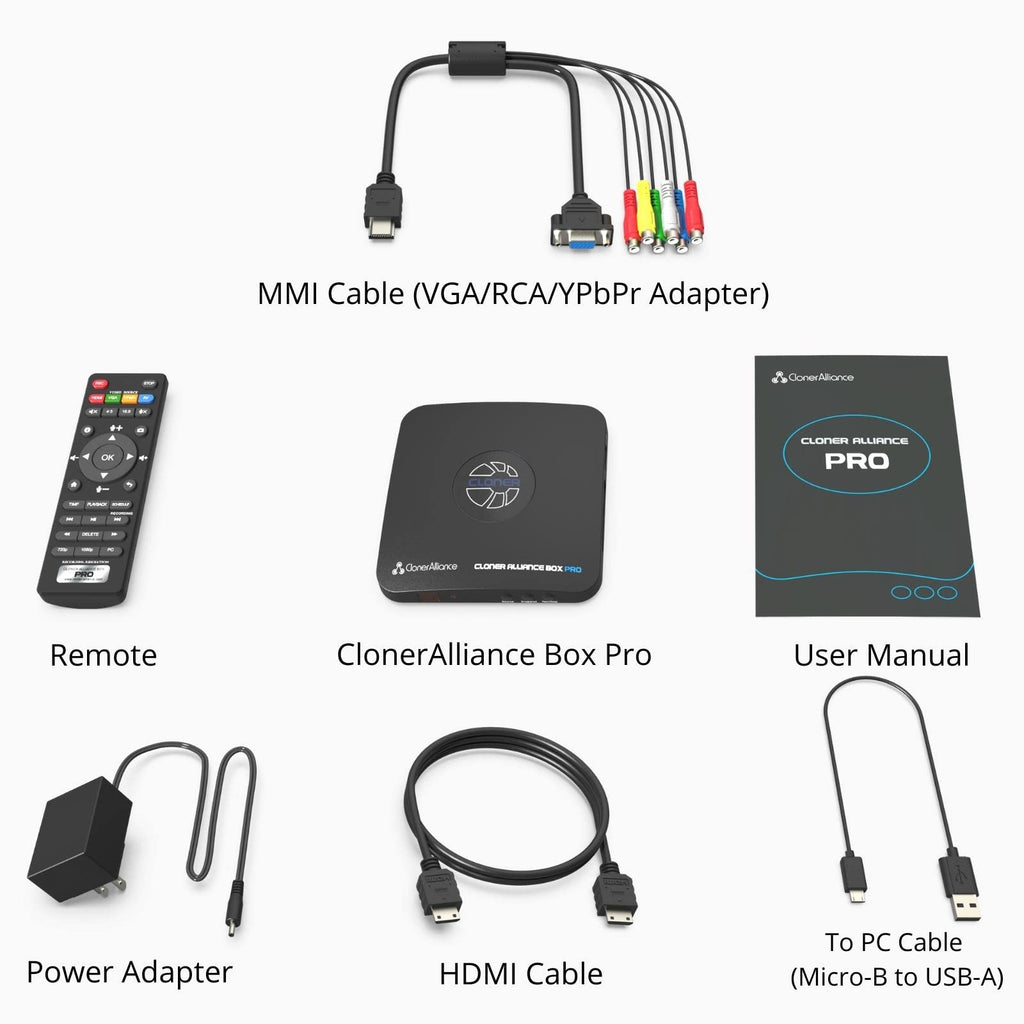 Box Pro, 1080p@60fps Video Recorder, DVR with HDMI Capture, Playback on TV. RCA/YPbPr/VGA to Digital Converter. Schedule Recording. No PC Required.
