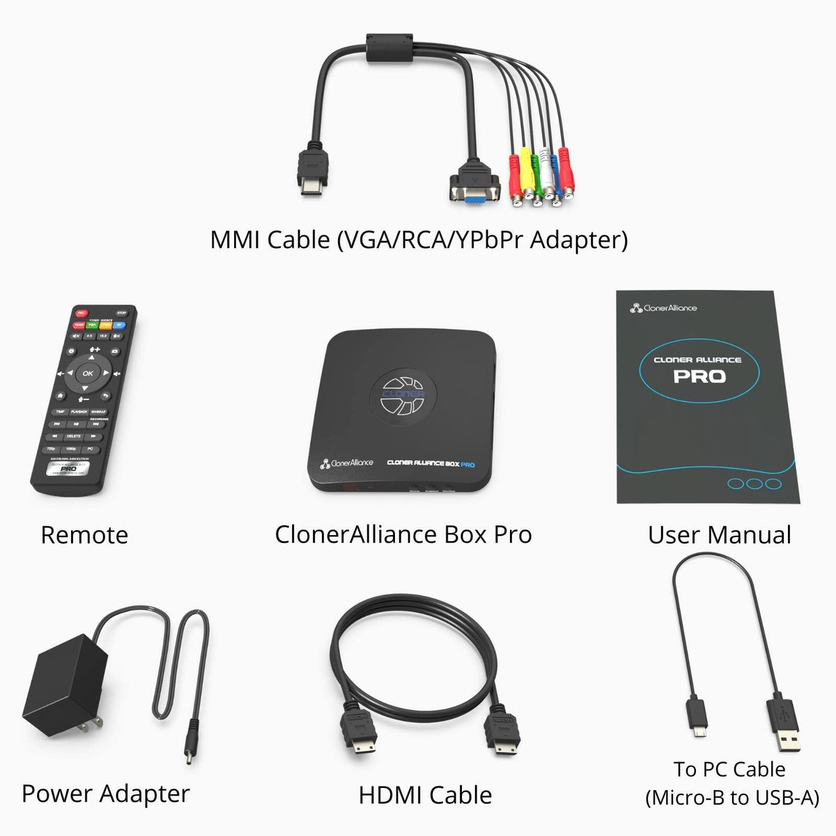 Box Pro, 1080p@60fps Video Recorder, DVR with HDMI Capture, Playback on TV. RCA/YPbPr/VGA to Digital Converter. Schedule Recording. No PC Required.
