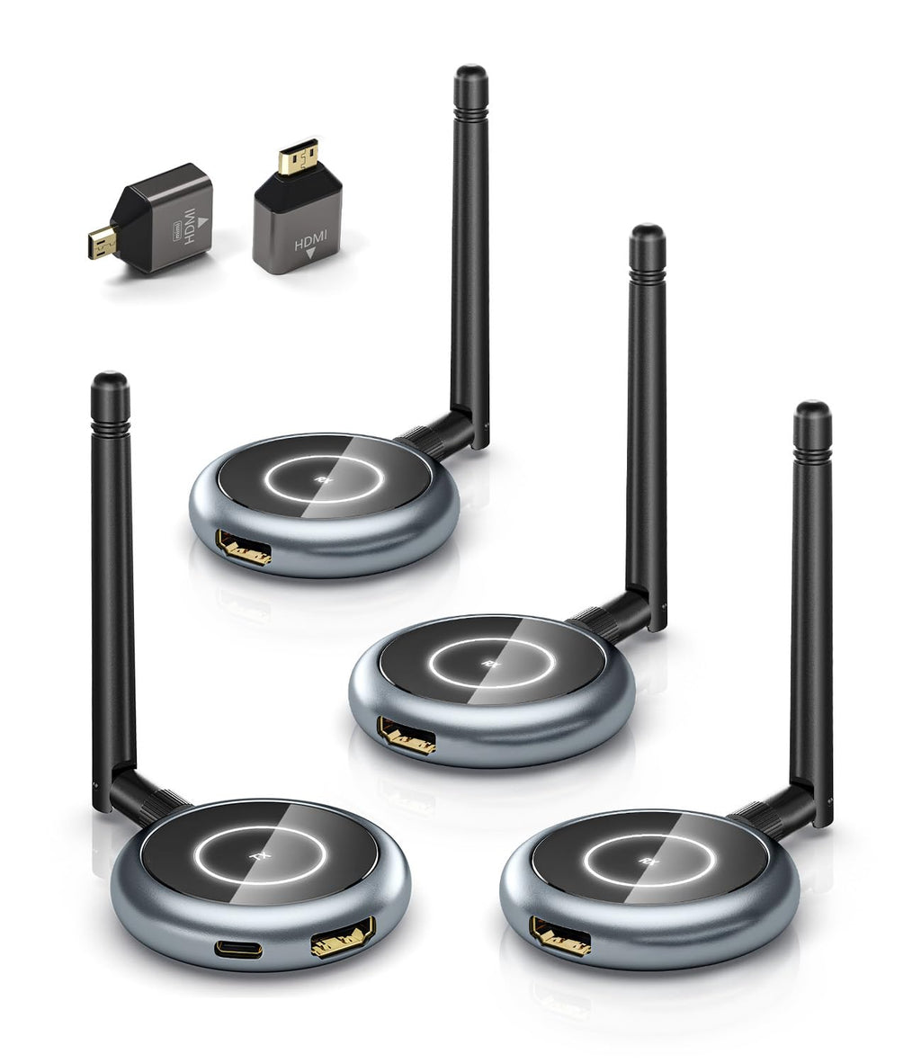 AIMIBO 5.8G Wireless HDMI Transmitter and 3 Receivers, 4K Decode 1080P@60Hz