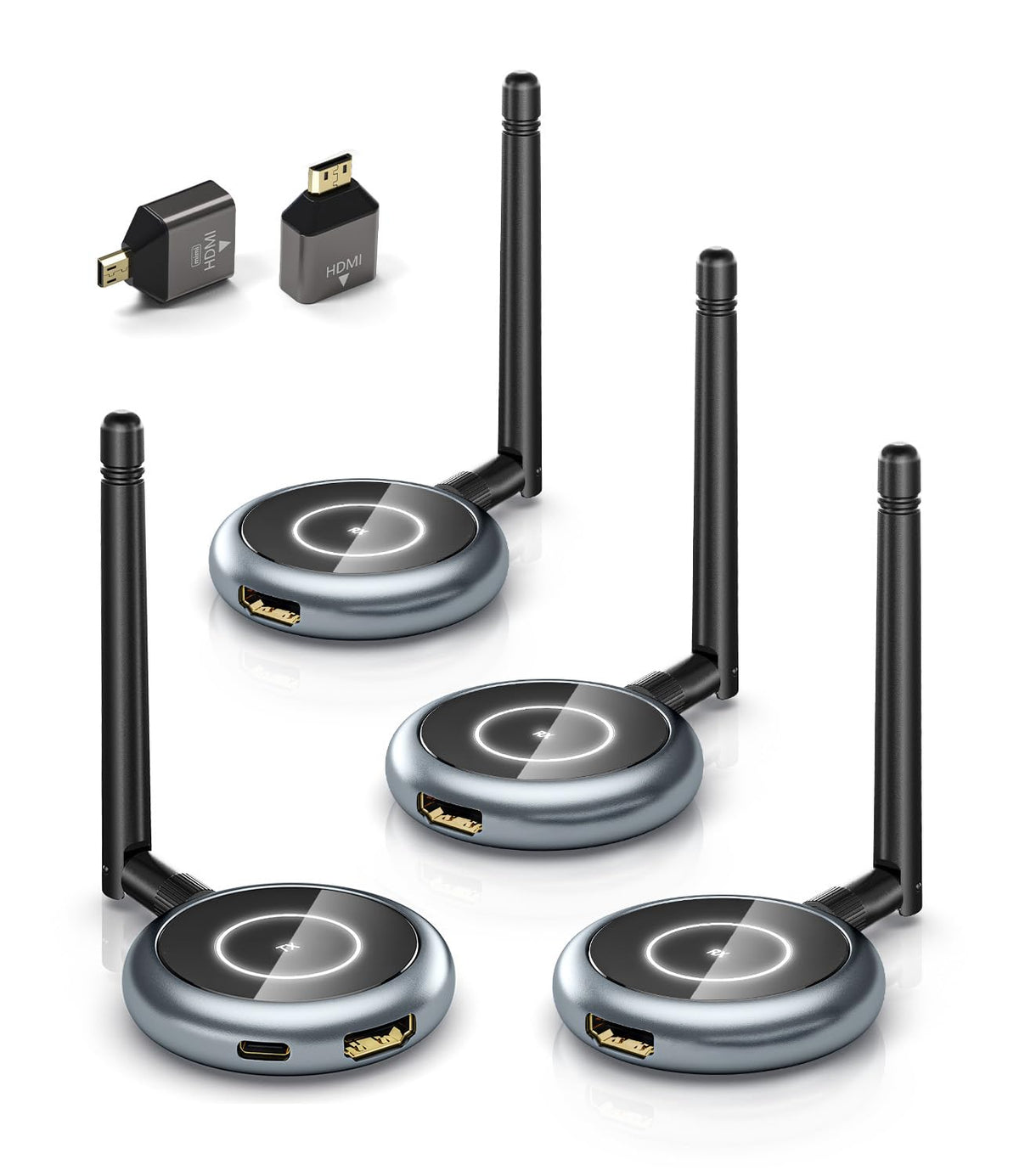 AIMIBO 5.8G Wireless HDMI Transmitter and 3 Receivers, 4K Decode 1080P@60Hz