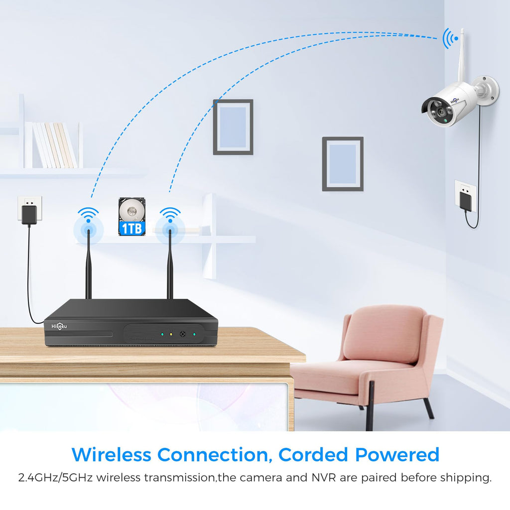 Hiseeu 3MP CCTV Home Security Camera System Outdoor, 2.4G/5G Wireless WiFi