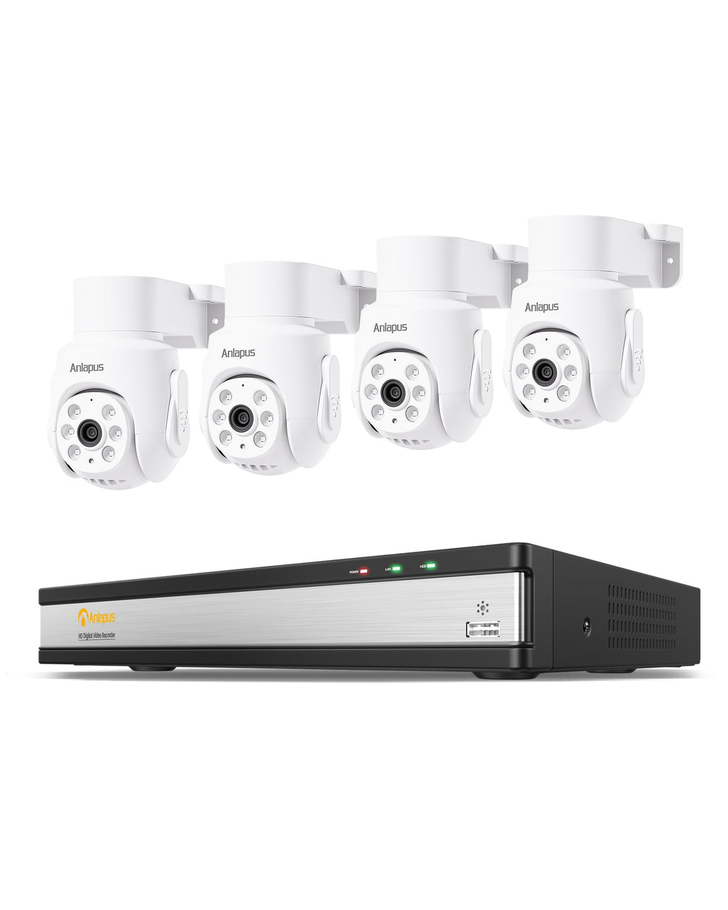 Anlapus 16 Channel Security Camera System, 4Pcs 1080P Pan Tilt Cam, No HDD