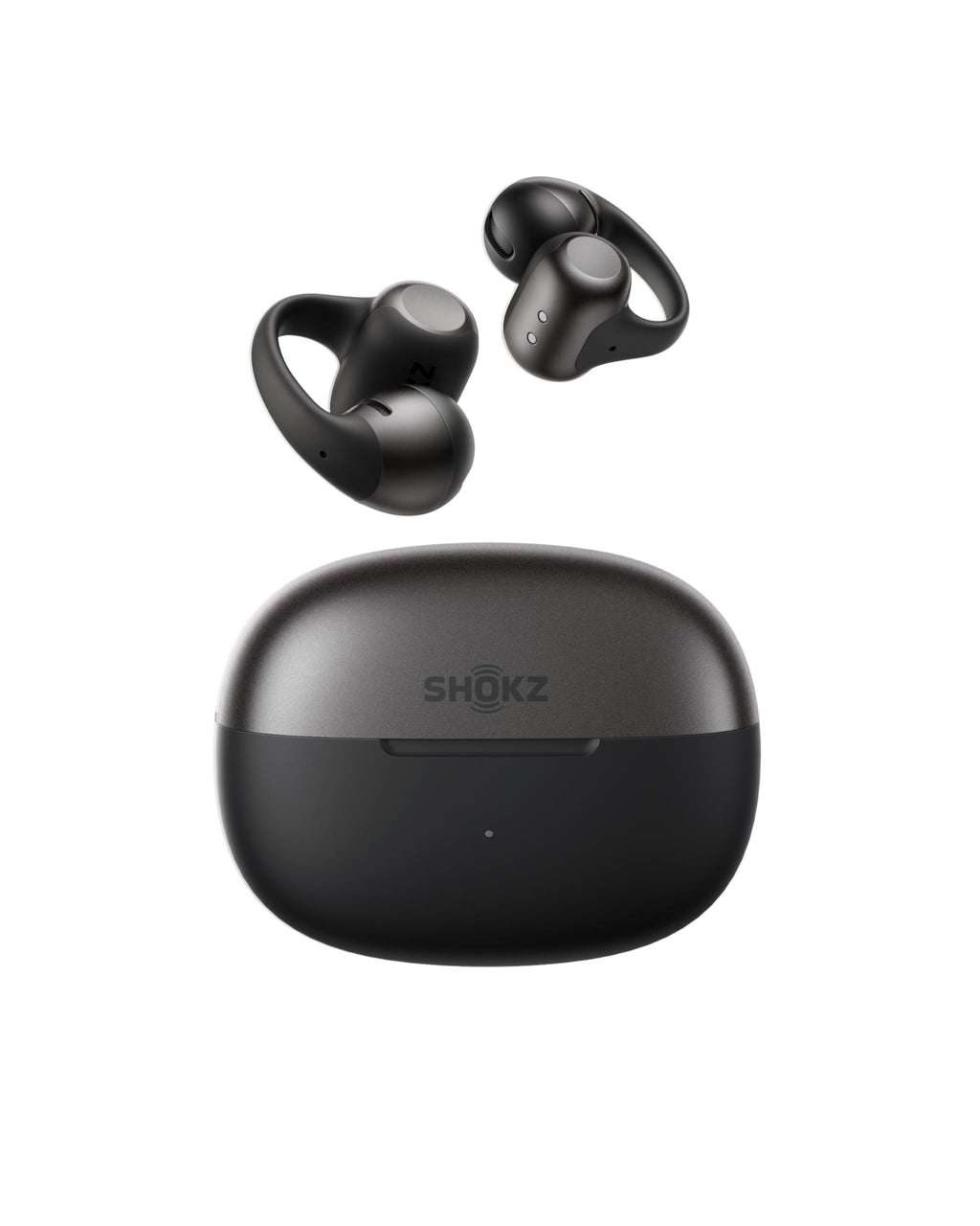 SHOKZ OpenDots 2 Open-Ear Clip-On Earbuds, Black, Dolby Audio, 3 Mics