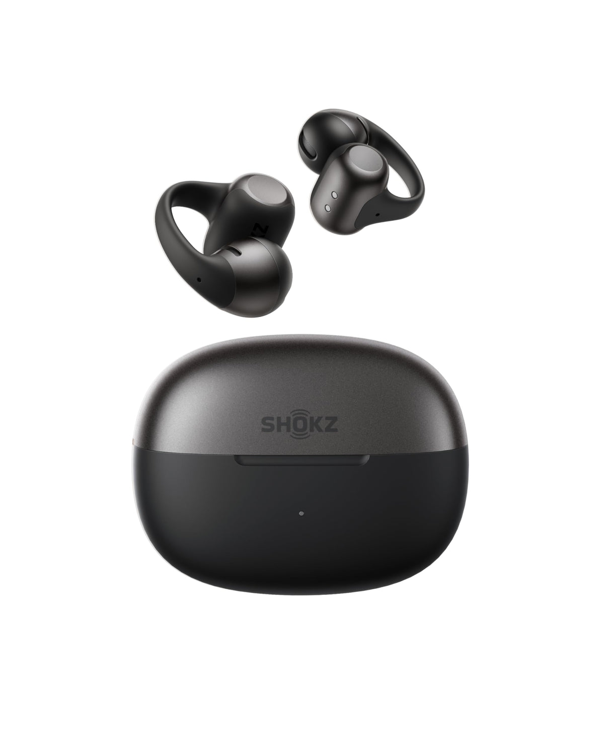 SHOKZ OpenDots 2 Open-Ear Clip-On Earbuds, Black, Dolby Audio, 3 Mics