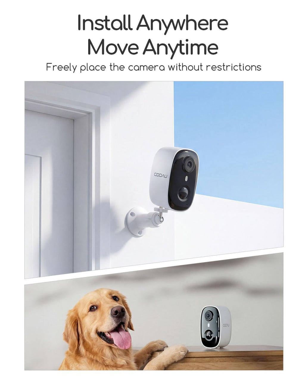 COOAU 4MP Security Cameras Wireless Outdoor, Faster Solar Charging, WiFi 6