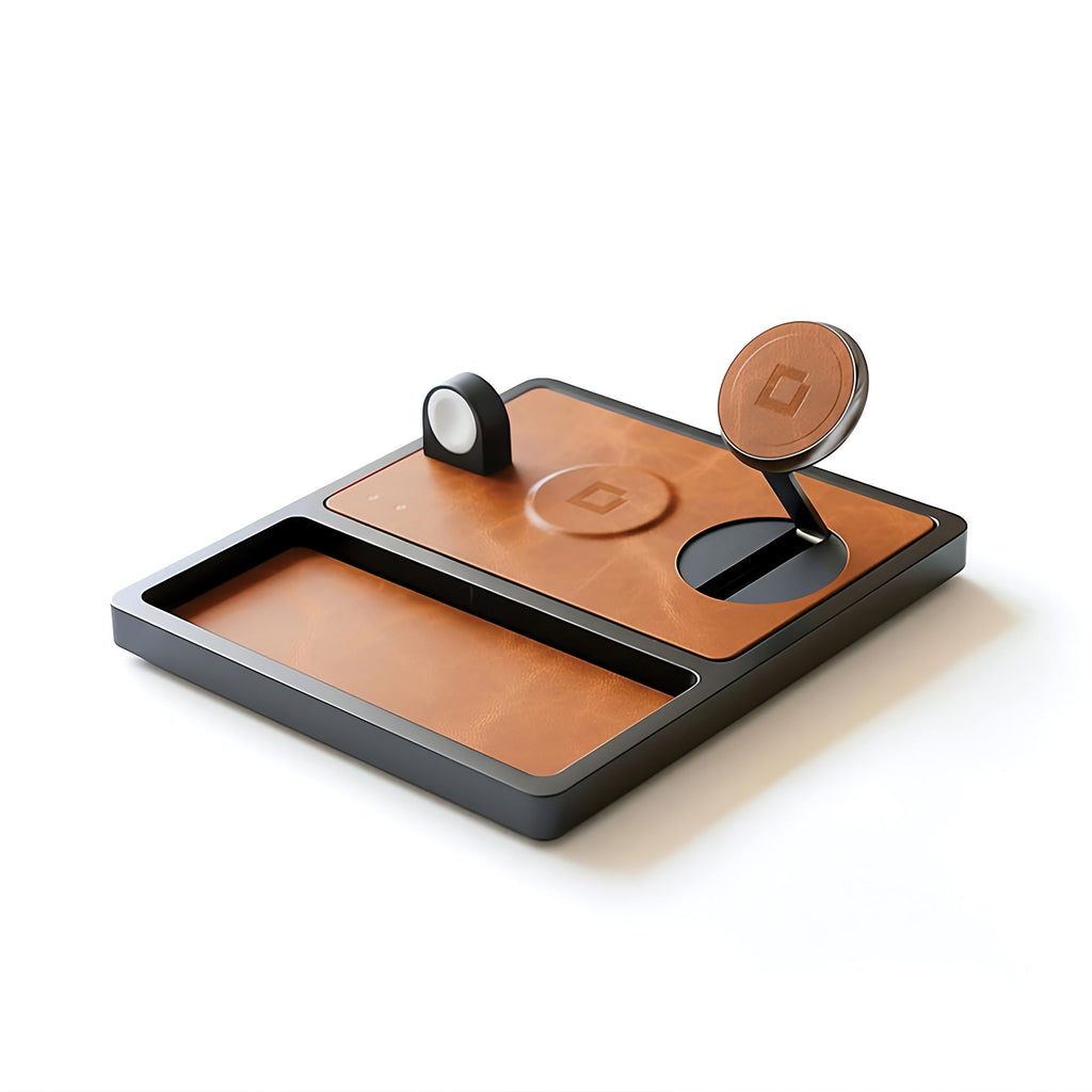 Trio 3-in-1 Wireless Charging Station Magnetic, for Phone, Watch, and Earbuds, Fast Charging, 15W (Saddle)