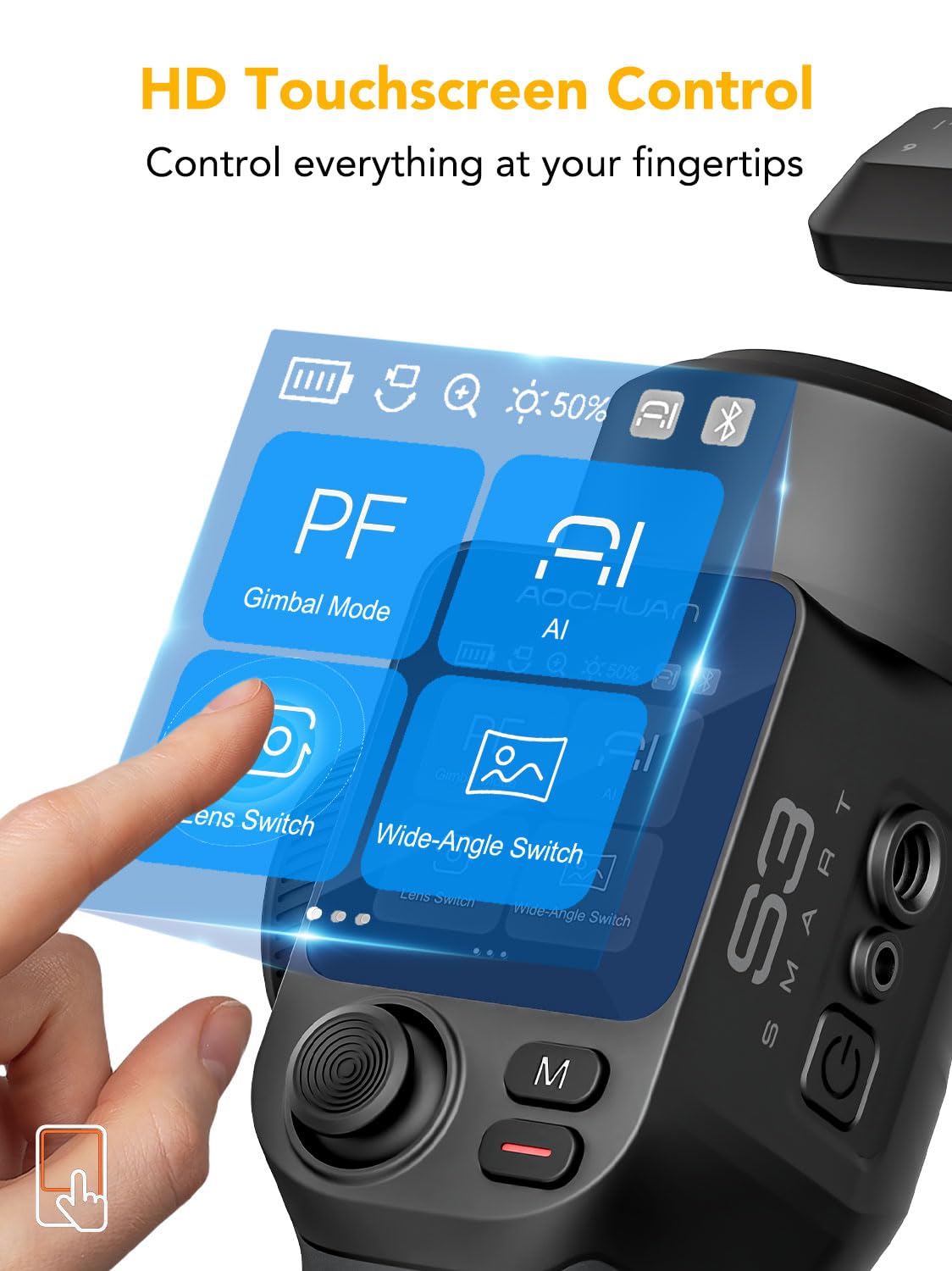AOCHUAN Smart S3 Gimbal Stabilizer for iPhone & Android, Dual AI Tracking