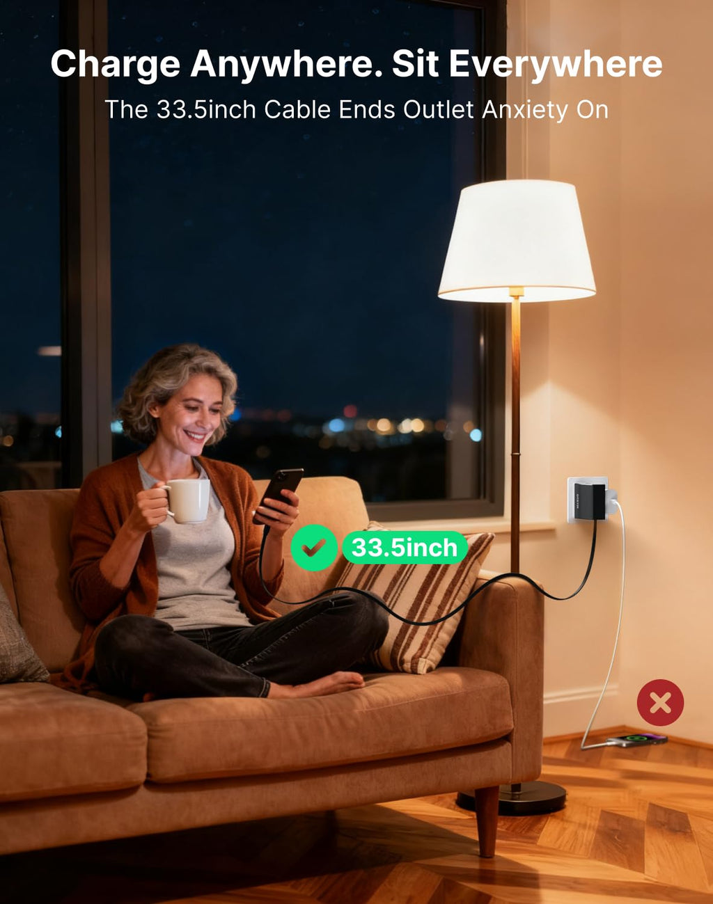 4 Type-C Retractable Wall Chargers and 1 Power Strip with App Remote Control, 12-in-1 Smart WiFi Modular Charging Station