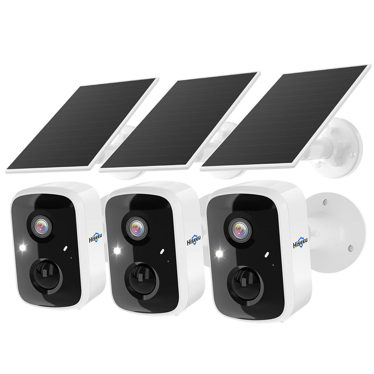 Hiseeu Solar Camera Security Outdoor, 4 Pack 100% Wireless 4MP WiFi Cameras
