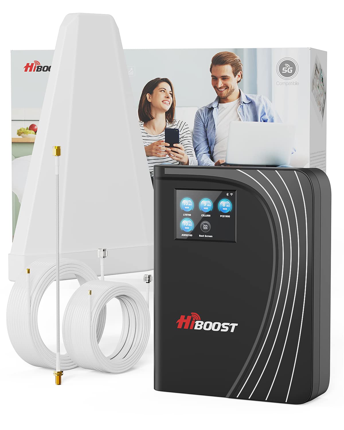 Cell Phone Booster for Home | Boost 4G LTE & 5G Up to 4,000sq ft | Built-in Antenna & Easy to Install for All U.S. & Canadian Carriers-Verizon, AT&T, T-Mobile | 5G Booster FCC Approved