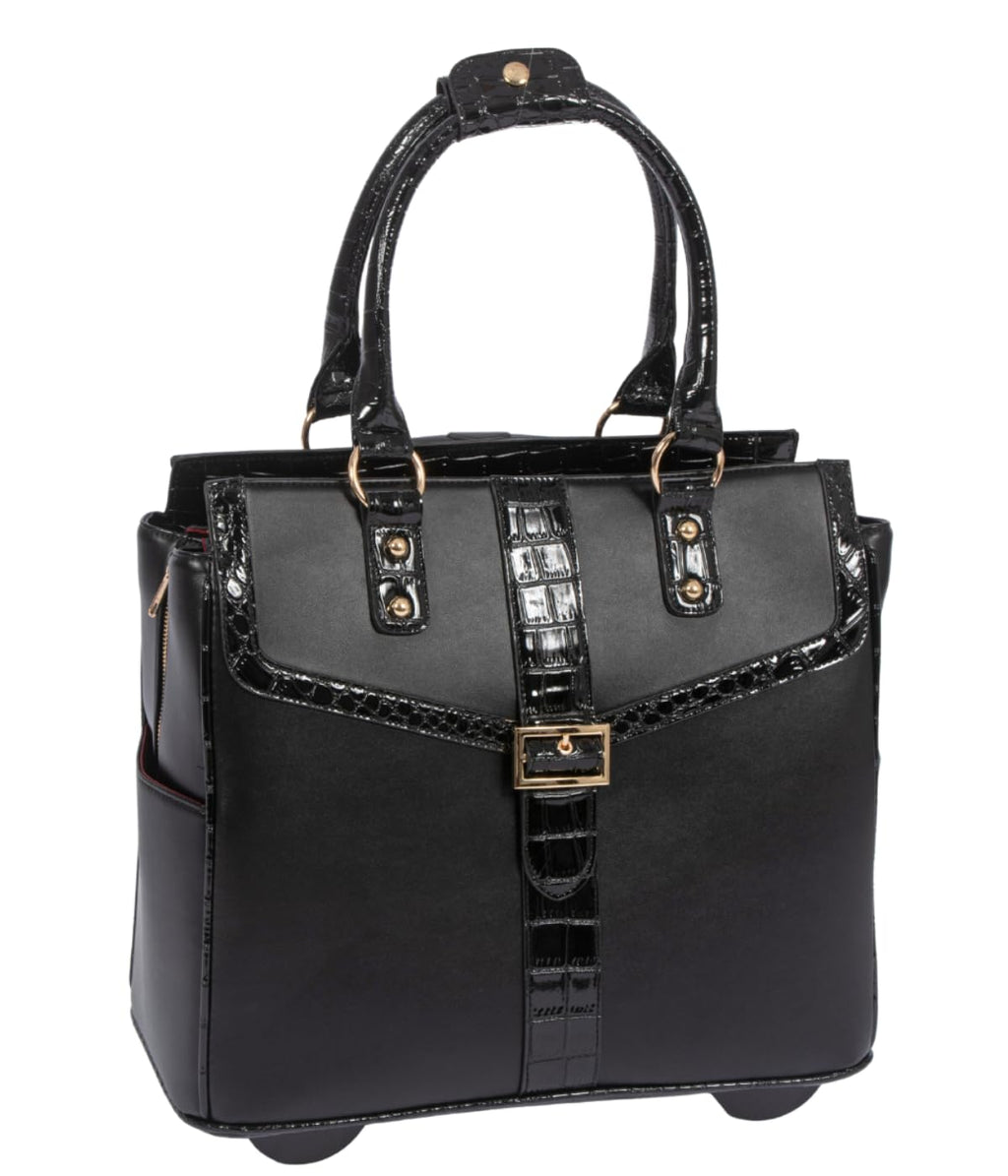 JKM and Company Alligator Compatible With Computer iPad, Laptop Tablet Rolling Tote Bag Briefcase Carryall Bag