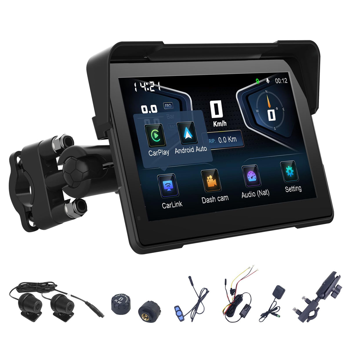 7" Waterproof Motorcycle GPS Navigation, CarPlay & Android Auto