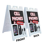 A-Frame Sidewalk Cell Phones & Accessories 24" x 36" Double Sided A-Frame Sidewalk Sign, Includes 2 Plastic Inserts | Foldable Portable White Signicade Sandwich Board Signs