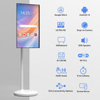 32 Inch 4K UHD Smart Board, Portable TV with Rolling Stand, Touch Screen