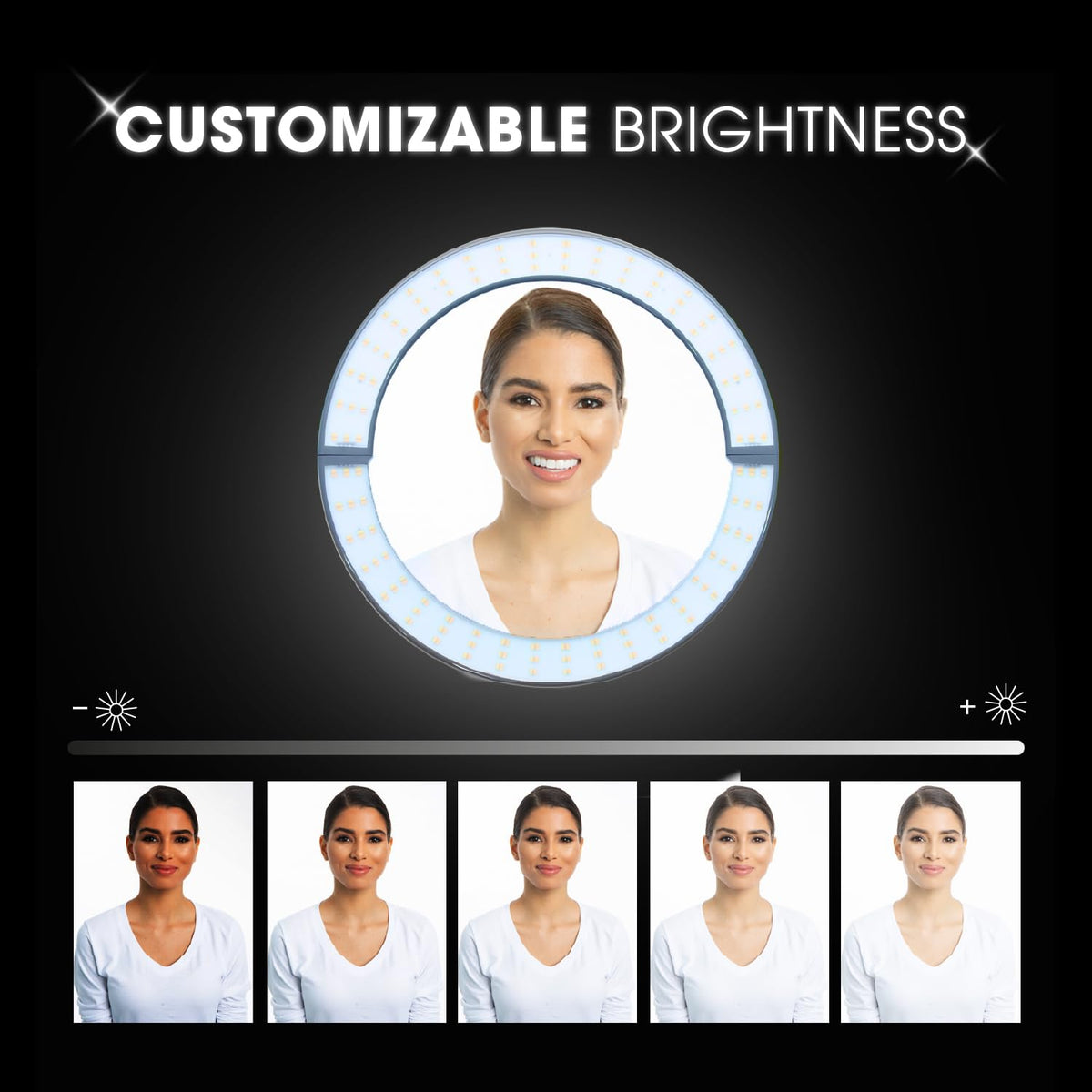 GLAMCOR Sunrise ECO Plus Pro Kit - Portable & Foldable LED Ring Light: Selfie Light & Content Creator Kit | HD Adjustable Color Temperature, Flicker-Free, with Phone Holder & Remote (Grey)