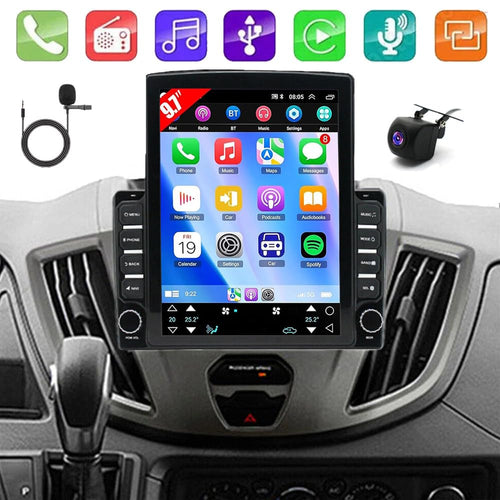 9.7'' Android 14 Car Stereo Radio for Ford Transit Custom 2013 2014 2015 2016 2017 2018 2019 2+64G Wired/Wireless with Carplay GPS Support OBD OBD2 DVR TPMS TV Box MIC,U Disk,DSP,DAB+