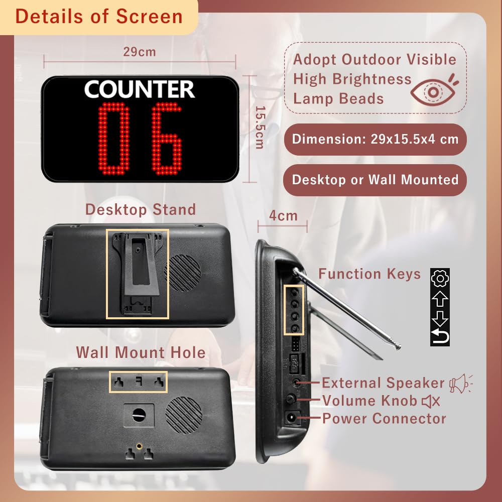 Take a Number System Wireless Queue Call System Show 2-Digit Counter Number for 10-Line Cashier Bank Window Doctor Room Supermarket Office Interview (C12+A2 1+10)