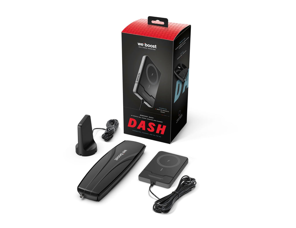 weBoost Dash Cell Phone Signal Booster with Wireless Charger | Boosts 5G/4G LTE for All US Carriers | Truck, Car, SUV | Magnetic Mount | FCC Approved