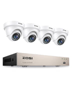 ZOSI 3K Lite Security Camera System with 1TB Hard Drive,AI Human/Vehicle Detection,Night Vision,H.265+ 8Channel HD TVI DVR Recorder,4pcs 1080P HD 1920TVL Indoor Outdoor Surveillance CCTV Dome Cameras