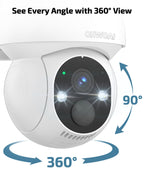 Solar Powered Wireless Security Camera System, Outdoor PTZ Surveillance Kit