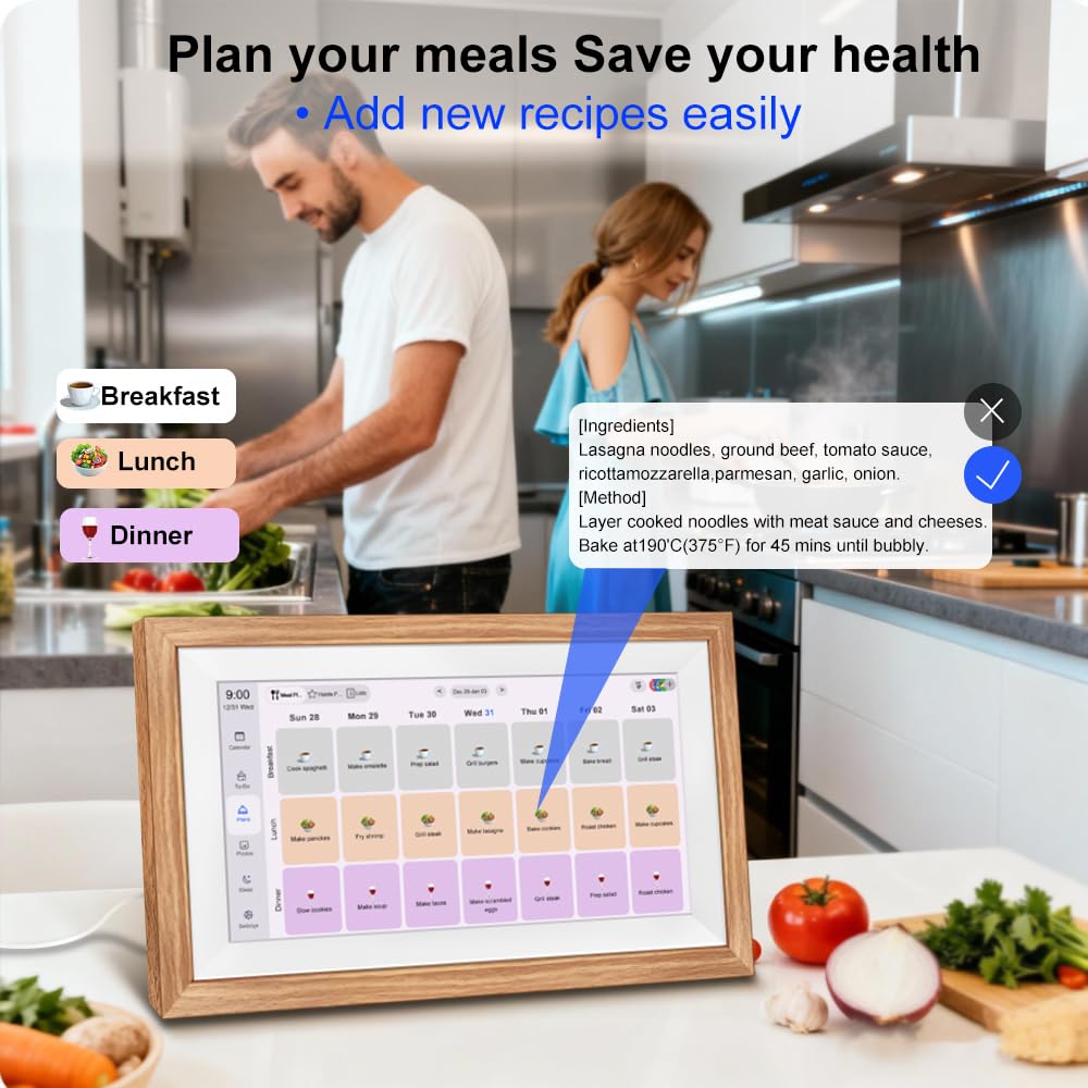 Digital Schedule Planner Syncs with Phone Calendar & Digital Photo Frame,Smart Calendar Display for Home Office, Touch Screen Electronic Organizer, Wall Mountable (White, 15.6inch)