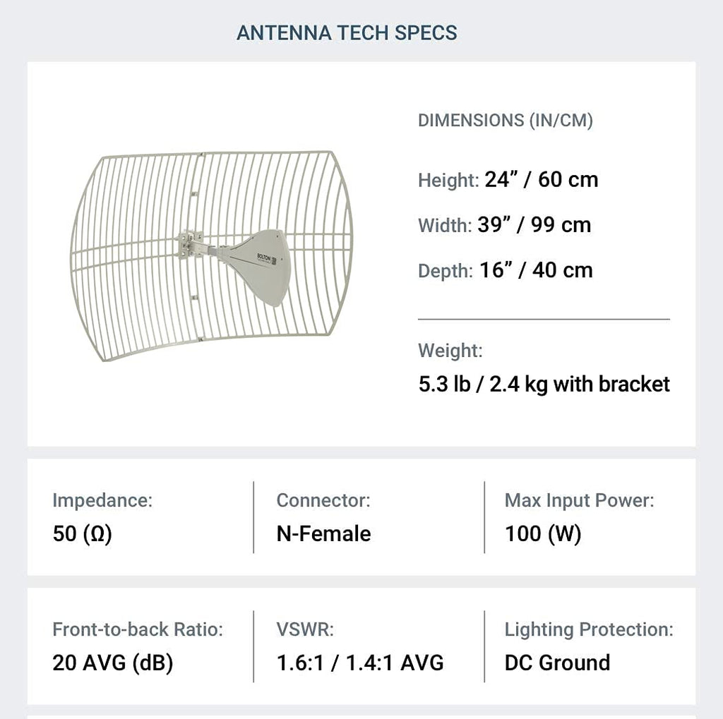 Long Range Cellular Antenna - up to 20 Miles Range | High gain Outdoor Cell Phone Booster Antenna +26db | All Cellular Bands LTE, 4G, 5G Ready, GSM | Works for All Carriers | Weatherproof | BT974822