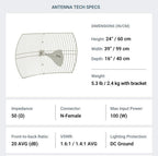 Long Range Cellular Antenna - up to 20 Miles Range | High gain Outdoor Cell Phone Booster Antenna +26db | All Cellular Bands LTE, 4G, 5G Ready, GSM | Works for All Carriers | Weatherproof | BT974822