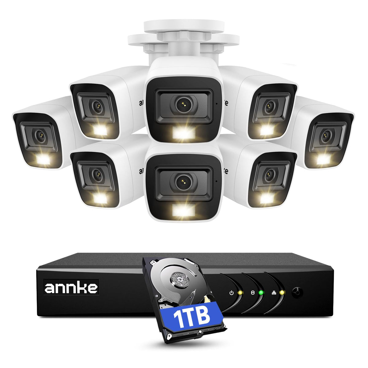ANNKE Home Wired Camera Security System with Audio, 8X 1080P Cams, 1TB HDD