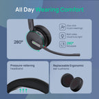 Yealink WH64 Workstation DECT Wireless Headset with 4" Touch Screen,3x Noise Cancelling Mic, 606ft Range,All in One Workstation with Speaker,3x USB Hub Office Headset for Desk Phone,Computer,Cellphone