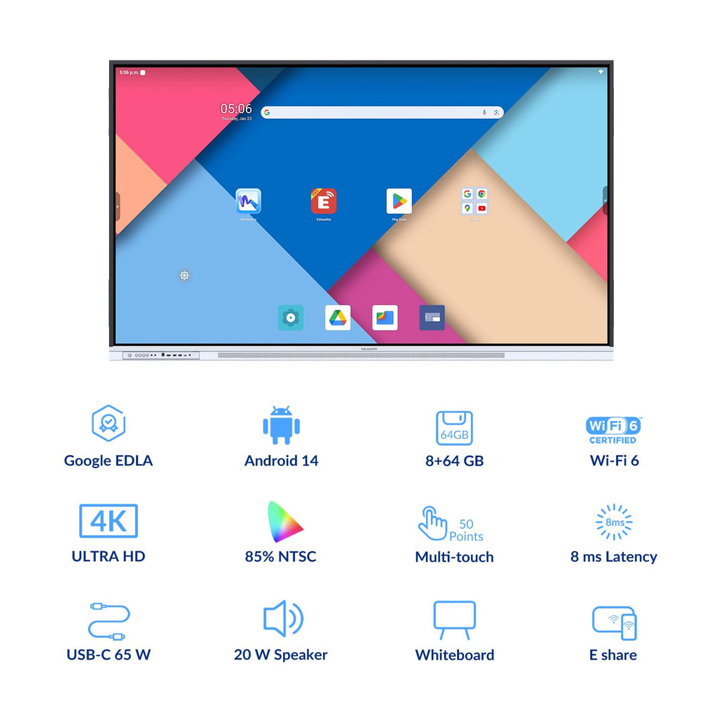 75 Inch 4K Smart Board, Google EDLA-Certified Interactive Whiteboard
