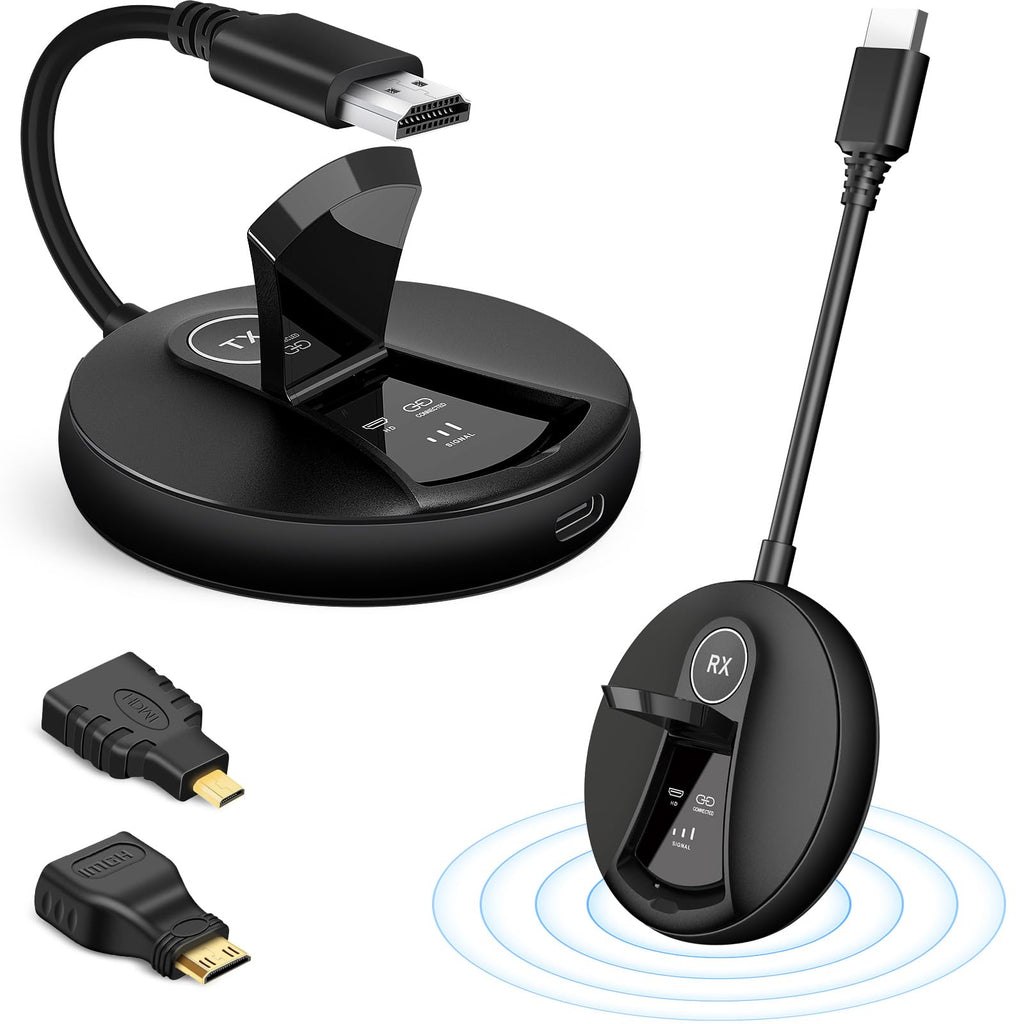 Wireless HDMI 1 Transmitter and 2 Receivers,Multi-TV Extender,UP to 6RXs,Plug and Play,4K Decode,165FT/50M,Portable Wireless HDMI Splitter-Video/Audio from Camera/Laptop to TVs/Projectors/Monitors