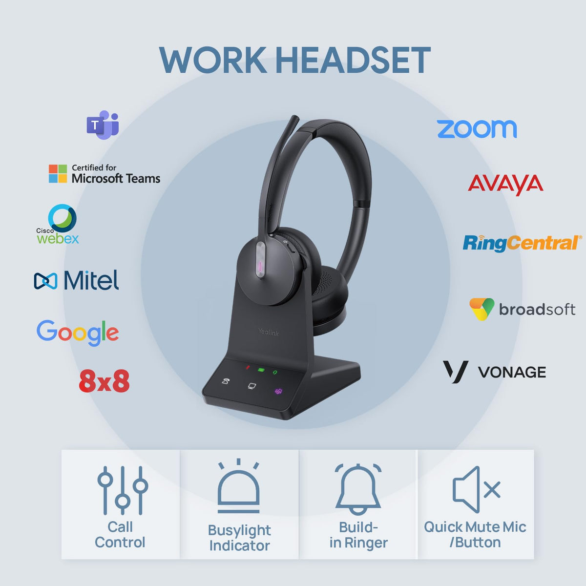 Yealink WH64 Dual UC DECT Bluetooth Wireless Headset for Phone PC Cellphone