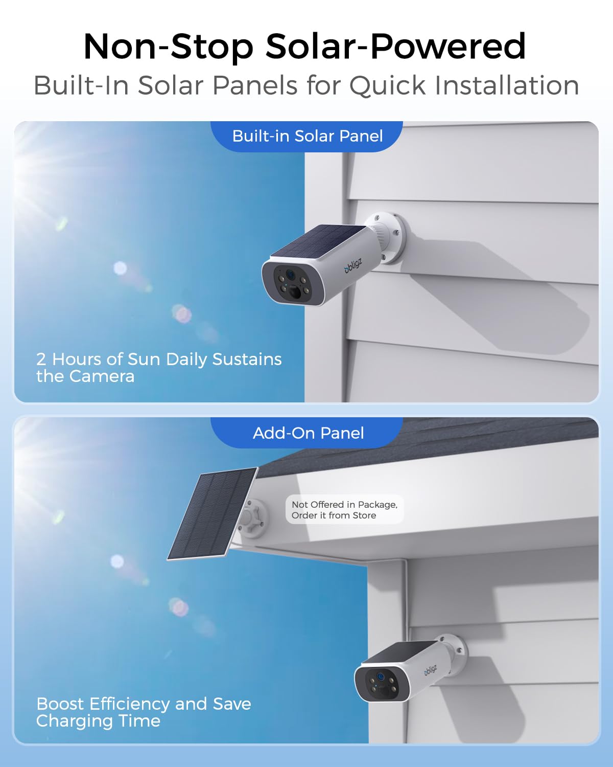 4MP Solar Security Cameras Wireless Outdoor, 64GB Local Storage