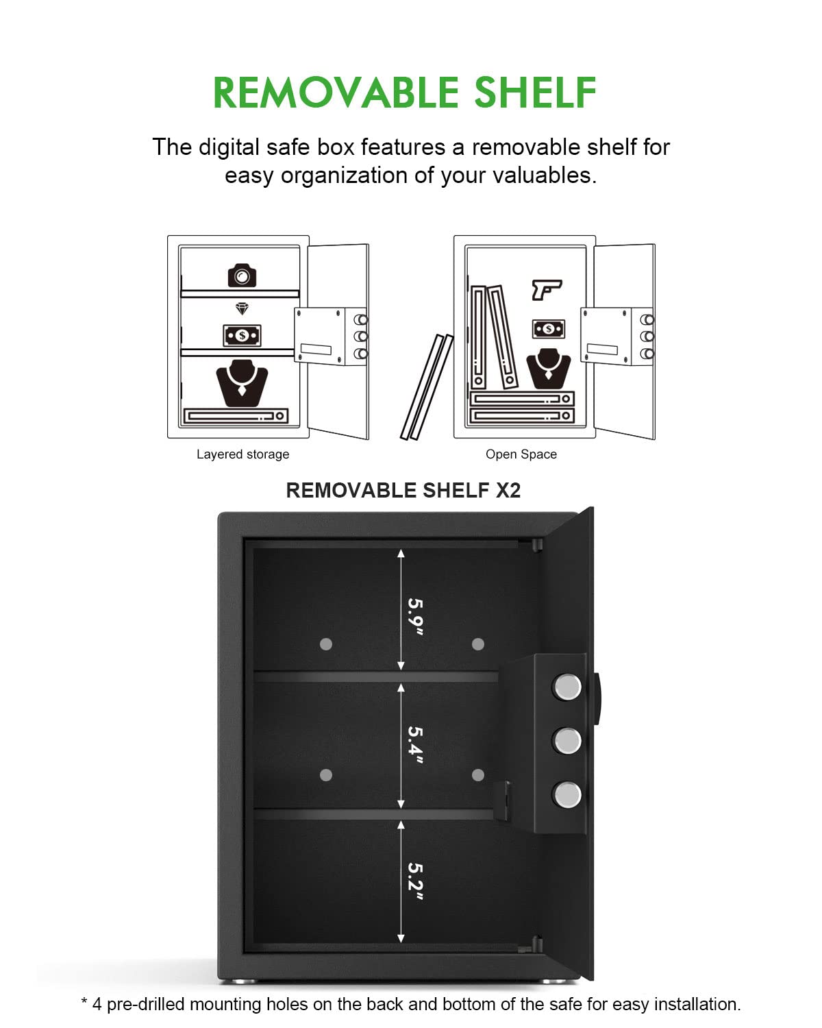 Small Home Safe Box Deluxe Digital Electronic Keypad Lock Safes 1.7 Cuft Cabinet Safes Security Lock Box for Office Hotel Dorm Cash Money Jewelry (1.7 Cubic Feet Black)