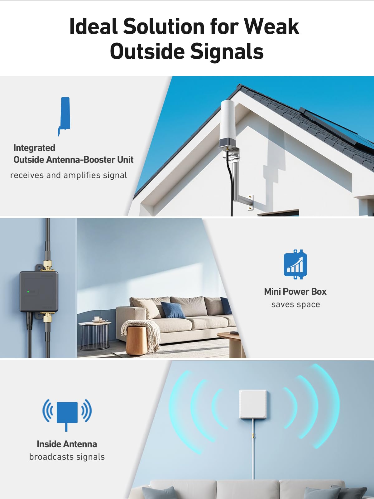 Tower Cell Phone Signal Booster for All Carriers, Designed for Weak Signal